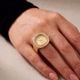 Handmade Stainless Steel 18K Gold Dial Ring Watch